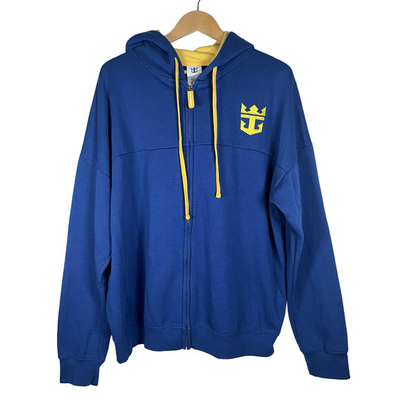 Royal Caribbean International Other - Royal Caribbean Hoodie Mens Large Blue Full Zip Fleece Embroidered Logo Cruise